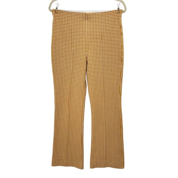 Anthropologie Maeve Womens Small Pants Mollie Gingham Checker Yellow Ankle Flare - Picture 9 of 9